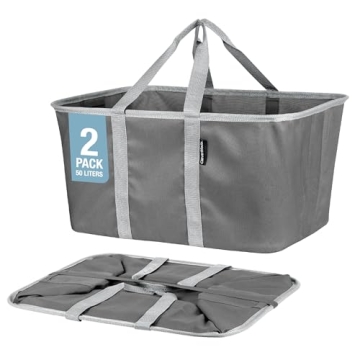 CleverMade Collapsible Laundry Tote 2PK - Space-Saving, Sturdy & Lightweight