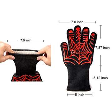 BBQ Grilling Gloves, 1472°F Heat Resistant Cooking Gloves