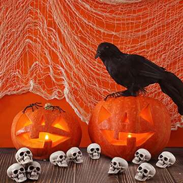 Boao 10 Pieces Halloween Skeleton Head Small Mini Skulls for Halloween Party Decoration Props, Table Decor