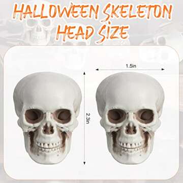 Boao 10 Pieces Halloween Skeleton Head Small Mini Skulls for Halloween Party Decoration Props, Table Decor