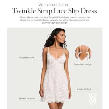 Victoria's Secret Fashion Show '24 Women's Twinkle Strap Lace Slip Dress, Coconut White, Small