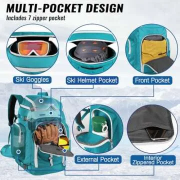 Durable RESVIN Ski Boot Bag 65L Waterproof Backpack