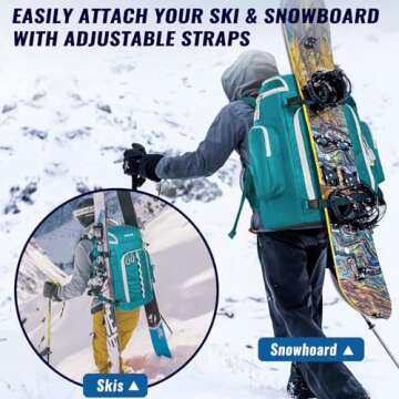 Durable RESVIN Ski Boot Bag 65L Waterproof Backpack