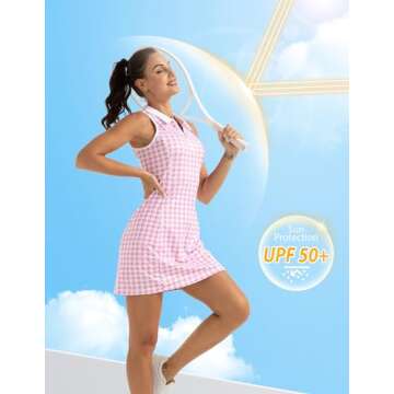 FKEEP Women's Golf Tennis Dress Sport Activewear Zipper V-Neck with Shorts and Pocket Workout Athlet...