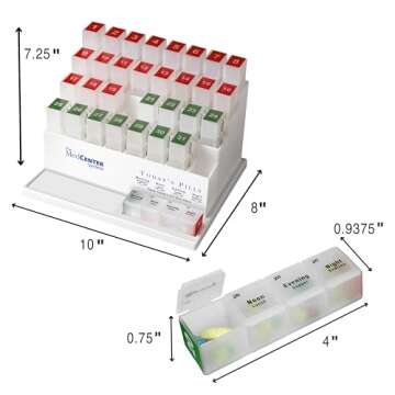 Medcenter FSA HSA Eligible Monthly Pill Box Organizer, 4 Times a Day, Large 31 Daily Pill Cases with...