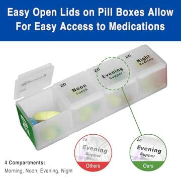 Medcenter FSA HSA Eligible Monthly Pill Box Organizer, 4 Times a Day, Large 31 Daily Pill Cases with Compartments for Vitamins, Supplements, Medication, 31 Day Pill Organizer