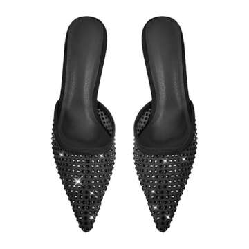 sexytag Rhinestone Mesh Kitten Heels for Elegance and Comfort