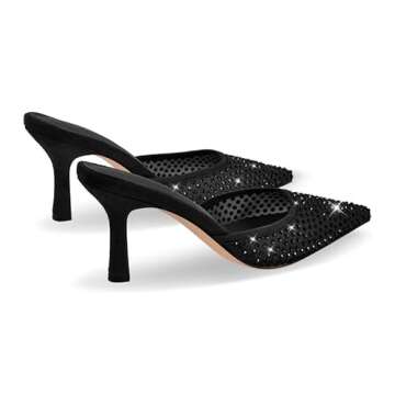 sexytag Rhinestone Mesh Kitten Heels for Elegance and Comfort