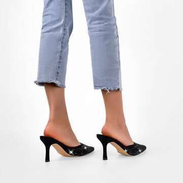 sexytag Rhinestone Mesh Kitten Heels for Elegance and Comfort