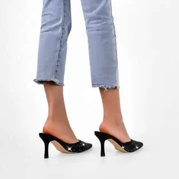 sexytag Rhinestone Mesh Kitten Heels for Elegance and Comfort