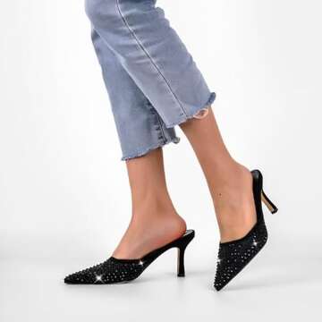 sexytag Rhinestone Mesh Kitten Heels for Elegance and Comfort