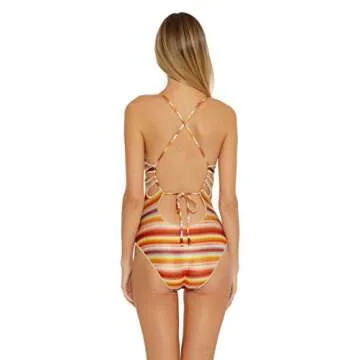 Becca by Rebecca Virtue Horizon Elizabeth Metallic Plunge One-Piece Adobe SM