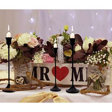 Matte Black Taper Candle Holder Set of 6, Tall Candlestick Holders, Metal Vintage Candle Stickers Long Holder Set, Pillar Decorative Candle Holder Fits 3/4 Inch Candle for Wedding, Dinner, Party…