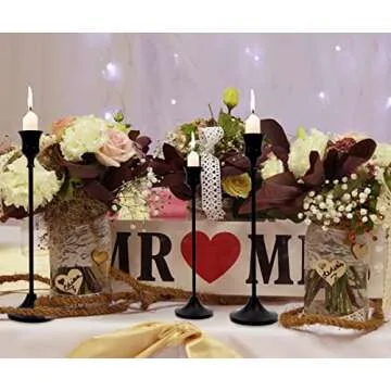 Matte Black Taper Candle Holder Set of 6, Tall Candlestick Holders, Metal Vintage Candle Stickers Long Holder Set, Pillar Decorative Candle Holder Fits 3/4 Inch Candle for Wedding, Dinner, Party…