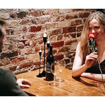 Matte Black Taper Candle Holder Set of 6, Tall Candlestick Holders, Metal Vintage Candle Stickers Long Holder Set, Pillar Decorative Candle Holder Fits 3/4 Inch Candle for Wedding, Dinner, Party…