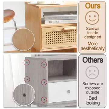 MaxSmeo Modern Rattan Nightstand for Home & Bedroom