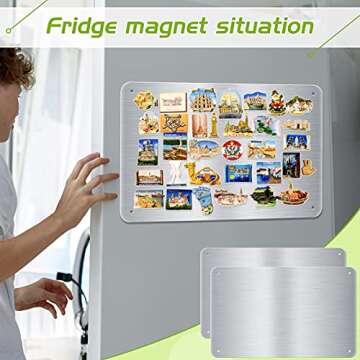 Chinco 2 Pcs Stainless Steel Magnet Board 17.7 x 11.8 Inch Flat Magnet White Board Metal Magnet Bulletin Board Dry Erase Message Board with 8 Pcs Lock Tapes and Screws for Memo to Do List