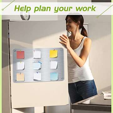 Chinco 2 Pcs Stainless Steel Magnet Board 17.7 x 11.8 Inch Flat Magnet White Board Metal Magnet Bulletin Board Dry Erase Message Board with 8 Pcs Lock Tapes and Screws for Memo to Do List