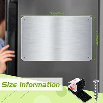 Chinco 2 Pcs Stainless Steel Magnet Board 17.7 x 11.8 Inch Flat Magnet White Board Metal Magnet Bulletin Board Dry Erase Message Board with 8 Pcs Lock Tapes and Screws for Memo to Do List