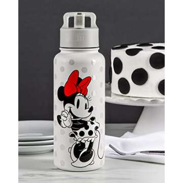Simple Modern Disney Minnie Mouse Water Bottle with Straw Lid Insulated Stainless Steel Metal Thermo...