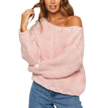 Y2K Lace Up Cable Knit Sweater with Bowtie - Retro Chic