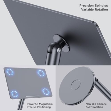 BENKS Magnetic iPad Stand, Infinity Pro 360° Rotating iPad Mount, Foldable Portable Tablet Holder, Adjustable Rotating Table Stand for Apple iPad Pro 11" 1st/2nd/3rd/4th Gens, iPad Air 11" 6th/5th/4th