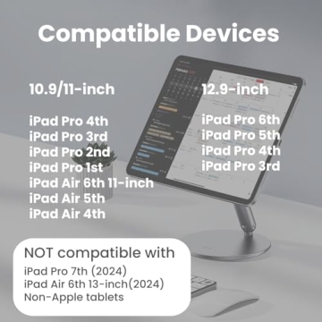 BENKS Magnetic iPad Stand, Infinity Pro 360° Rotating iPad Mount, Foldable Portable Tablet Holder, Adjustable Rotating Table Stand for Apple iPad Pro 11" 1st/2nd/3rd/4th Gens, iPad Air 11" 6th/5th/4th