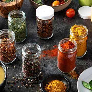 Paksh Novelty Small Glass Mason Jars 4 Oz Mini Jars Full-Width Mouth, BPA Free Plastic Airtight Lid,...