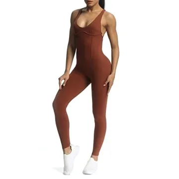 Aoxjox Women's Versatile Workout Jumpsuit - Cherry Mahogany