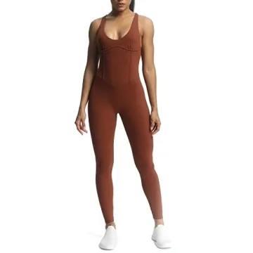 Aoxjox Women's Versatile Workout Jumpsuit - Cherry Mahogany