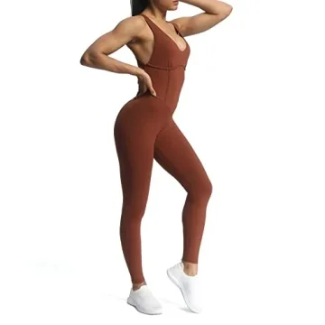 Aoxjox Women's Versatile Workout Jumpsuit - Cherry Mahogany