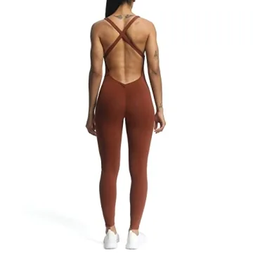 Aoxjox Women's Versatile Workout Jumpsuit - Cherry Mahogany
