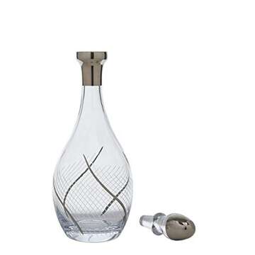 Glazze Crystal Romance Decanter and Stopper with Real 24K Platinum Detailing | Luxury Hand-Blown Crystal Wine Bottle Aerator | 13" H-42 oz
