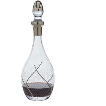 Glazze Crystal Romance Decanter and Stopper with Real 24K Platinum Detailing | Luxury Hand-Blown Crystal Wine Bottle Aerator | 13" H-42 oz