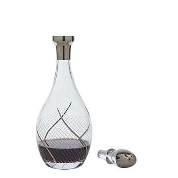Glazze Crystal Romance Decanter and Stopper with Real 24K Platinum Detailing | Luxury Hand-Blown Crystal Wine Bottle Aerator | 13" H-42 oz
