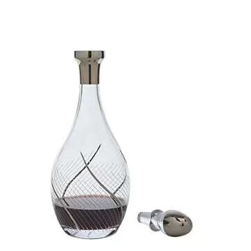 Glazze Crystal Romance Decanter and Stopper with Real 24K Platinum Detailing | Luxury Hand-Blown Crystal Wine Bottle Aerator | 13" H-42 oz