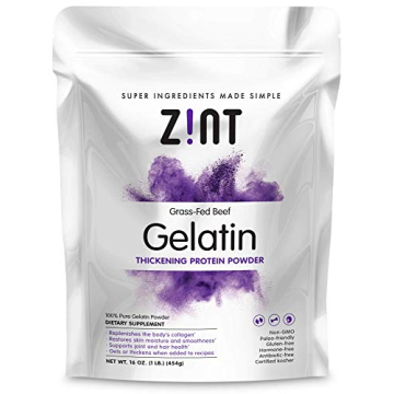 Zint Beef Gelatin Powder (16 oz): Unflavored, Keto Certified, Paleo Friendly Collagen Based Protein ...