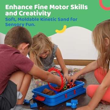 Dazmers Monster Truck Sand Play Set Sensory Kit, Sensory Bins with Lid, 2 Lbs of Sand, Jumps, Crushe...