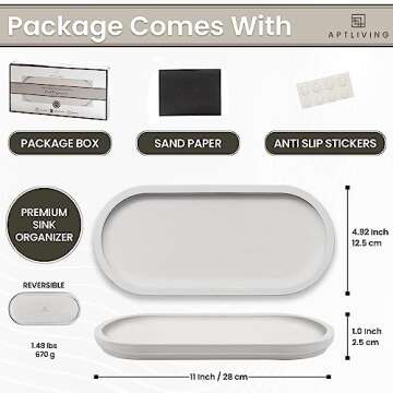 Diatomaceous Earth Sink Caddy Kitchen Sink Organizer - Fast Drying Kitchen Sink Caddy - Instant Dry ...