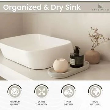 Diatomaceous Earth Sink Caddy Kitchen Sink Organizer - Fast Drying Kitchen Sink Caddy - Instant Dry Kitchen Sink Sponge Holder Bathroom