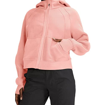 LASLULU Women's Fuzzy Cropped Zip-Up Hoodie for Stylish Comfort