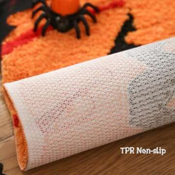 YRXRUS Pumpkin Bathroom Rugs for Happy Halloween, Cute Pumpkin Shaped Rugs, Machine Washable Orange Bath Rugs, Tub Living Bedroom Kitchen Decoration, Area Rugs Gift 22x29 Inch