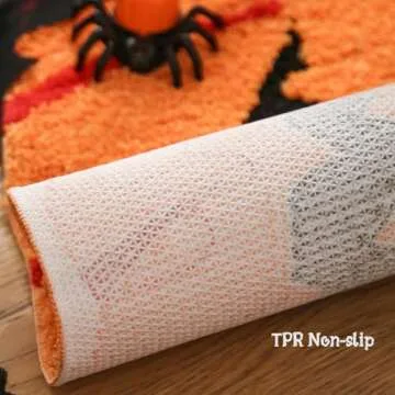 YRXRUS Pumpkin Bathroom Rugs for Happy Halloween, Cute Pumpkin Shaped Rugs, Machine Washable Orange Bath Rugs, Tub Living Bedroom Kitchen Decoration, Area Rugs Gift 22x29 Inch