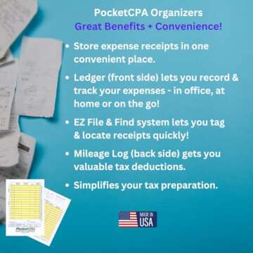 PocketCPA Receipt Organizers - Track Expenses & Mileage Effortlessly (12 Pack)