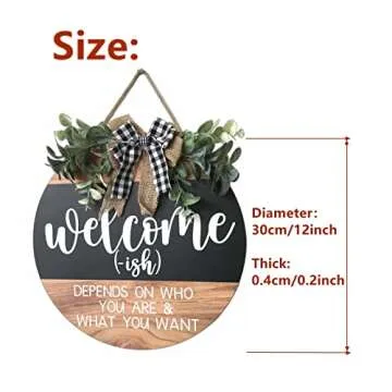 Welcome Door Sign Rustic Home Decor Decorative Wreath