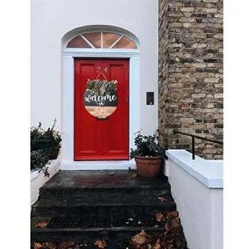 Welcome Door Sign Rustic Home Decor Decorative Wreath