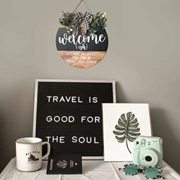 Welcome Door Sign Rustic Home Decor Decorative Wreath