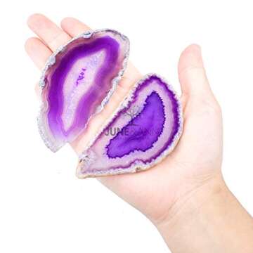 June&Ann Purple Agate Light Table Slices,Large Size,Approx. 3-4inch Length,10 Pcs Irregular Polished...