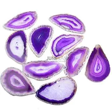 June&Ann Purple Agate Light Table Slices,Large Size,Approx. 3-4inch Length,10 Pcs Irregular Polished Agate Slab Cards Healing Crystals Geode Stones for Home Decoration & Jewelry Making