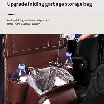 Appleya Leather Car Seat Back Organizer Tray Travel Car Storage Organizer Pad Bag with Foldable Table Car Trash Can Auto Accessories (Color : Beige)